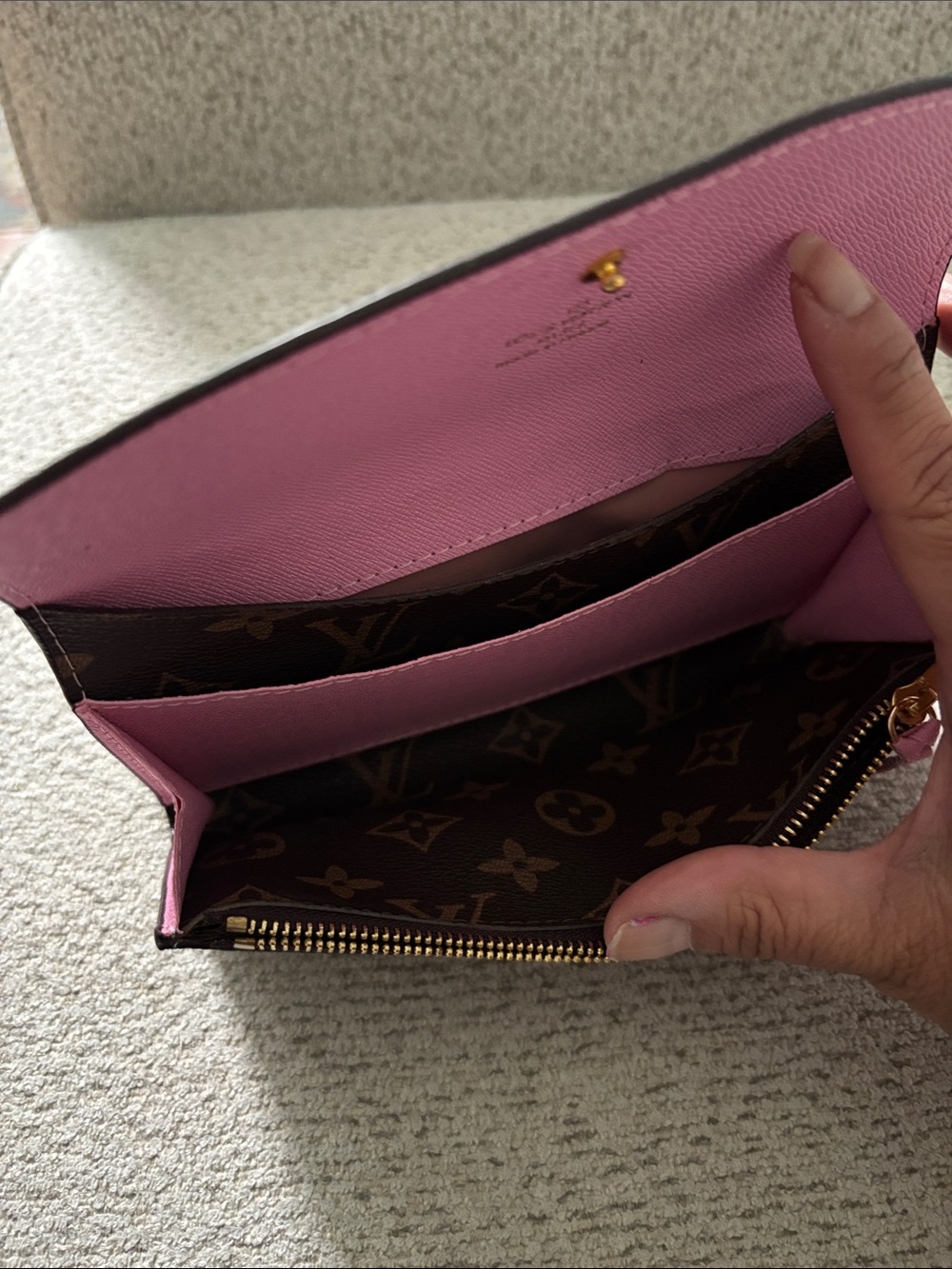 **FASHION** Monogram Wallet - Pink & Brown with Pink Snap - Picture 9 of 17